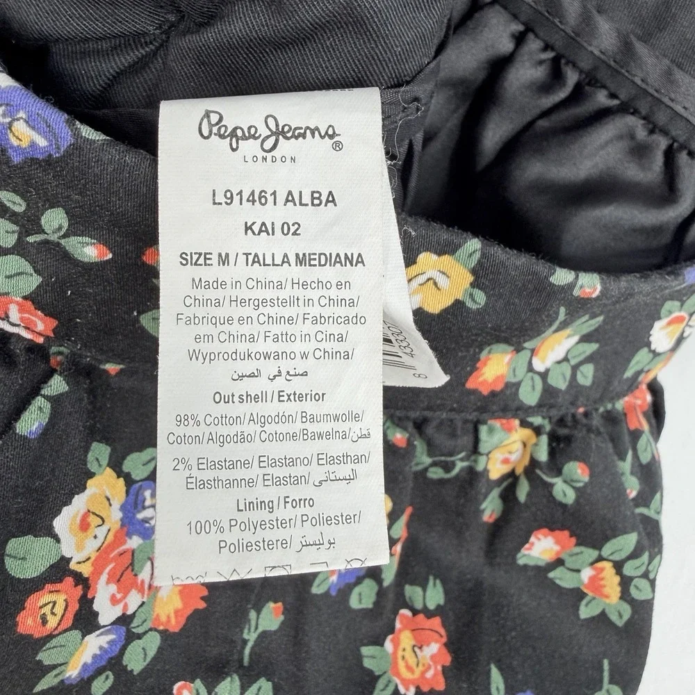 Vintage Pepe Jeans wrap Mini Skirt Floral print Black & Multicolor SZ-M